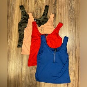 Set of 4 Rue 21 half zip crop tank tops all size XL dark blue is size L